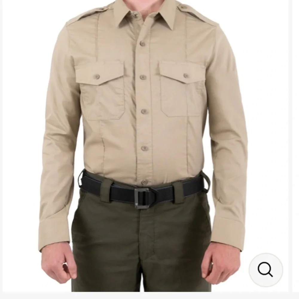 Affinity Apparel tan uniform shirt double breast pockets various sizes NWOT - Picture 1 of 3